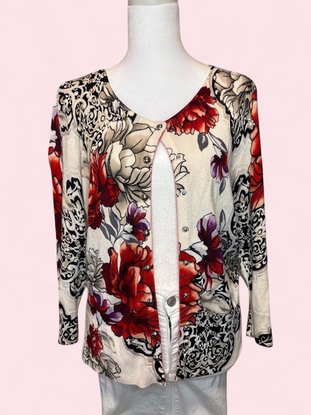 White House Black Market Pink Floral Print Top